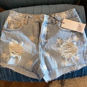 Star jean shorts